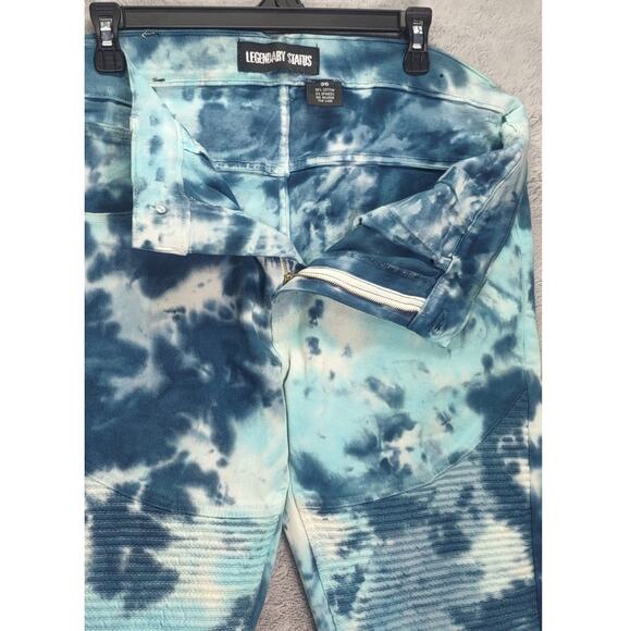 Legendary Status Mens Designer Straight Skinny Smoke Blue Wash Jeans - Picture 7 of 7